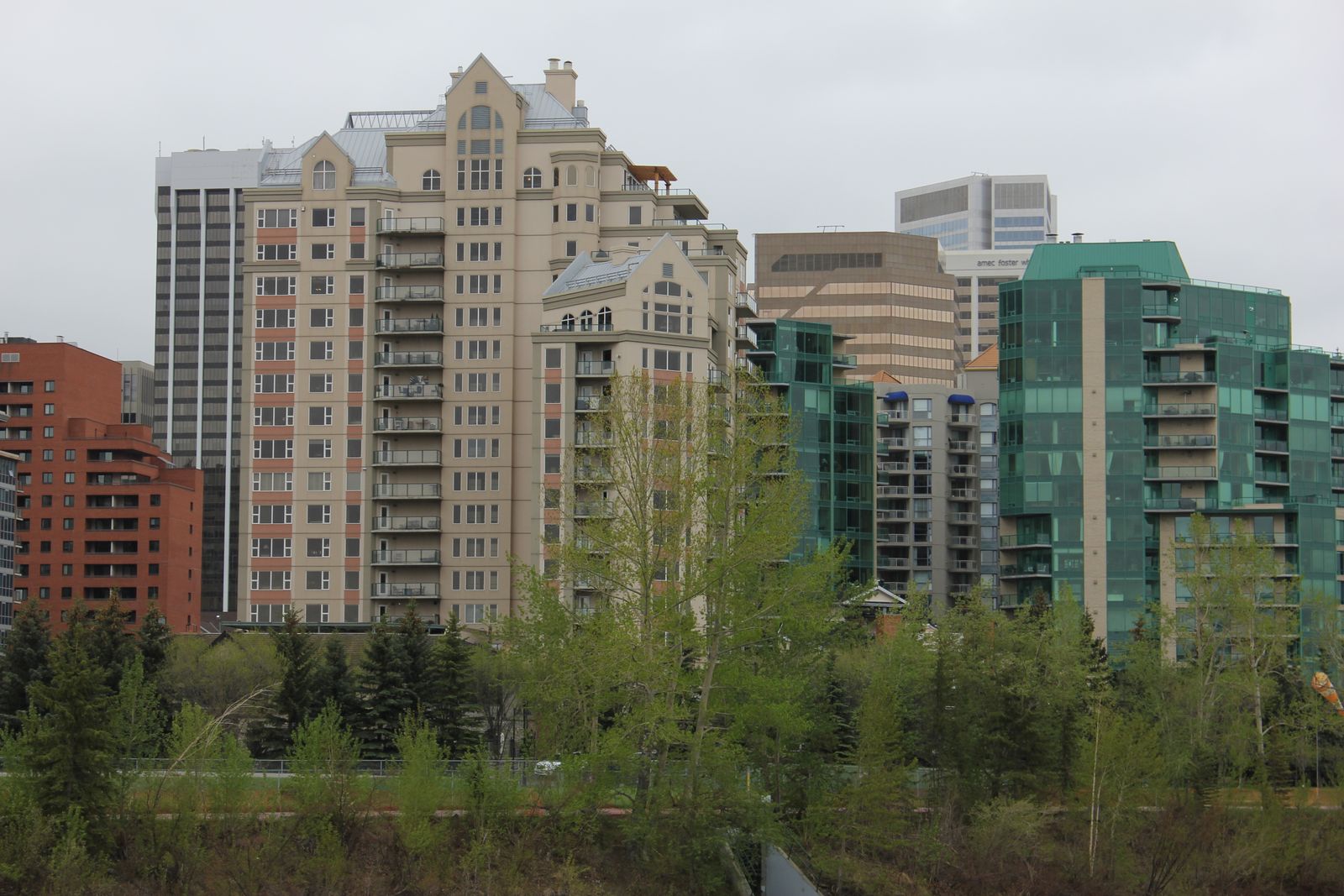 Condo towers along the street in Willowdale, North York