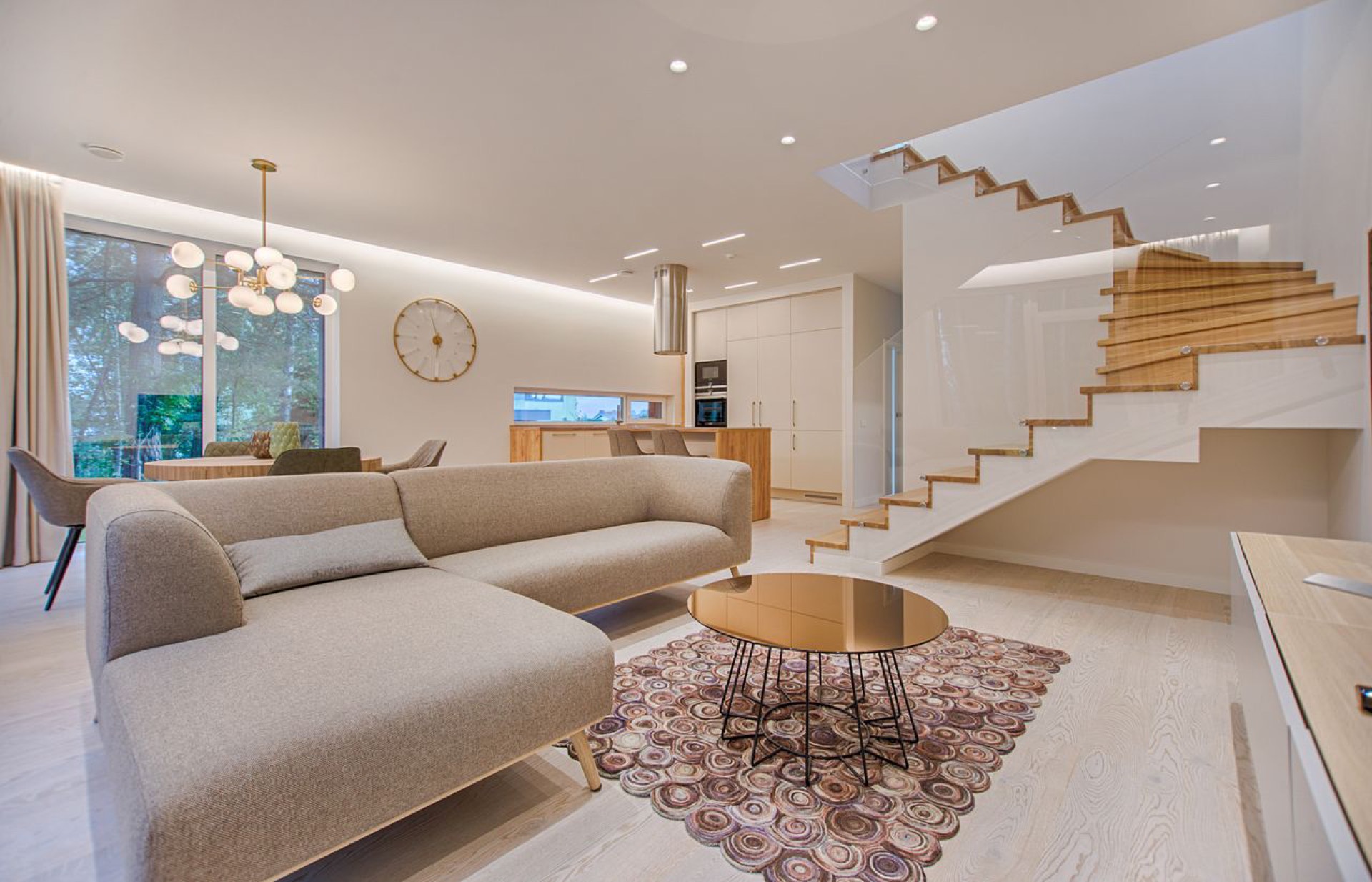 Recessed pot lights in a modern Toronto living room