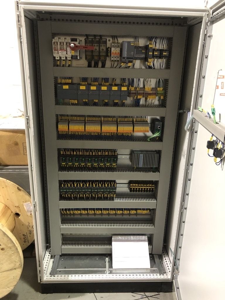 Control panel with Siemens PLCs and tidy wiring